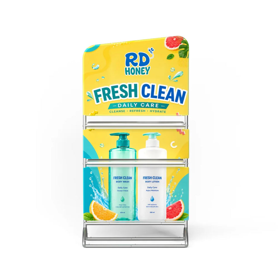 Slope Fabric Banner Stand with Shelf